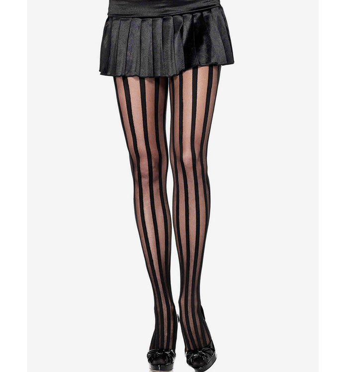 Women's 20d Black Dim Style sheer tights with a striped pyjama pattern
