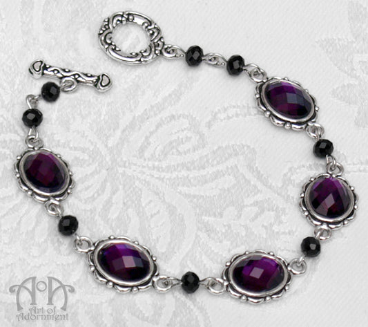Vervaina Dark Purple & Black Crystal Beaded Bracelet