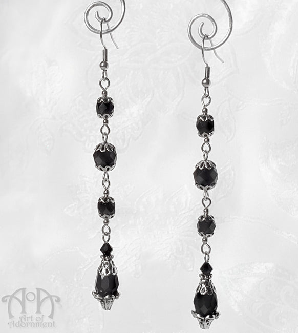 Nocturne Femme Fatale Long Black 1920s Flapper Earrings