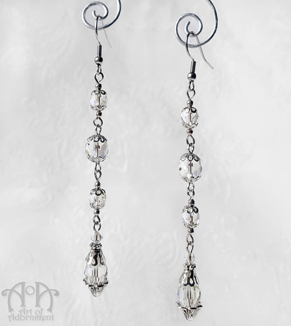 Argenta Femme Fatale Long Crystal 1920s Flapper Earrings