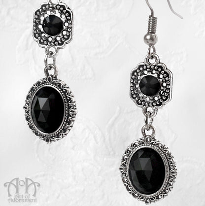 Nocturne Black Rhinestone Gothic Drop Earrings