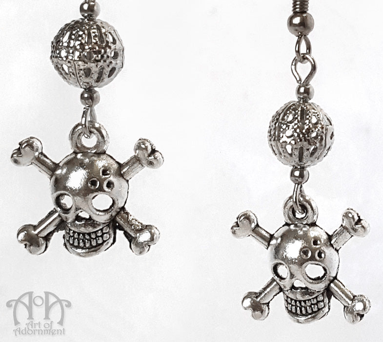 Argenta Punk Skull & Crossbones Earrings