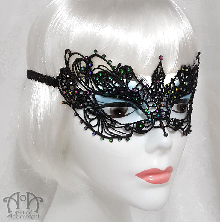 Royal Court Black Lace Rhinestone Mask, Queen