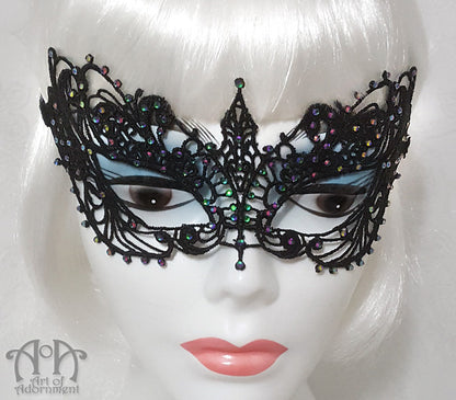 Royal Court Black Lace Rhinestone Mask, Queen