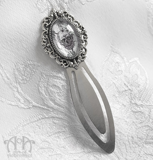 Victorian Gothic Skull Metal Filigree Bookmark Clip