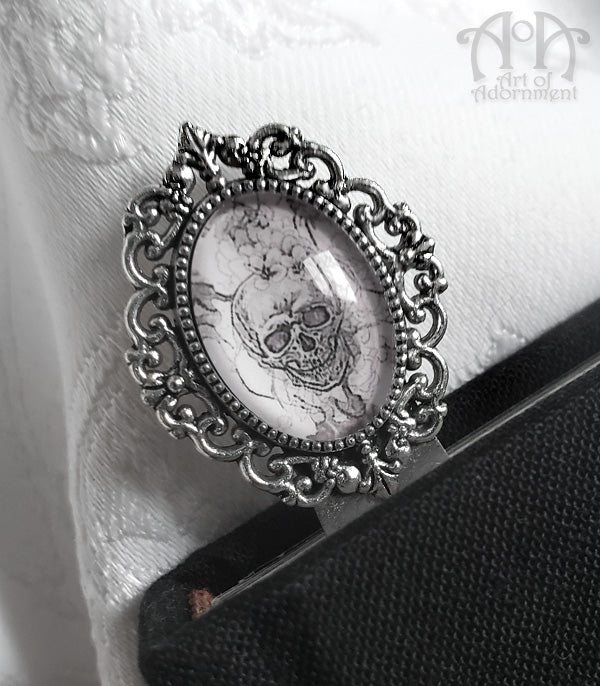 Victorian Gothic Skull Metal Filigree Bookmark Clip