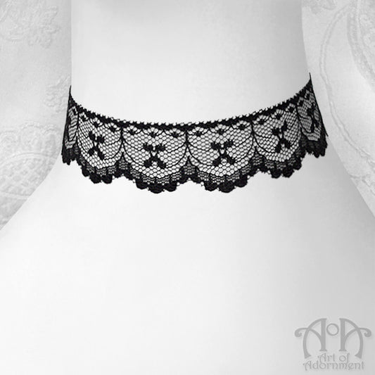 Custom Size Black Scallop Lace Choker Necklace