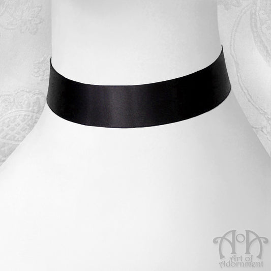 Custom Size 25mm Plain Black Satin Ribbon Choker Necklace