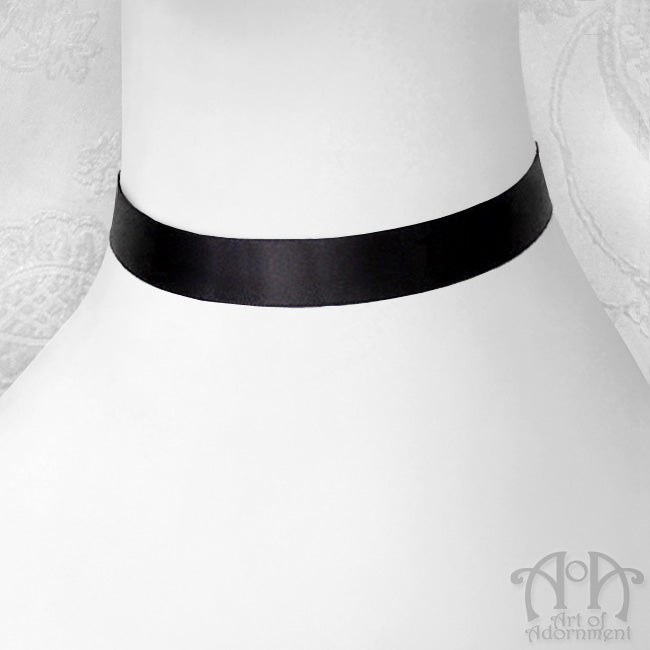 Custom Size 16mm Plain Black Satin Ribbon Choker Necklace