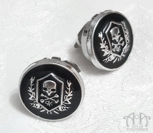 Gothic Skull & Crossbones Crest Cuff Button Covers