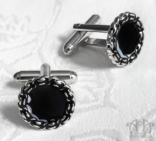 Nocturne Black Chain Link Edge Gothic Cufflinks