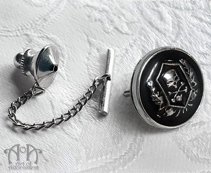 Nocturne Gothic Skull & Crossbones Crest Tie Tack Pin