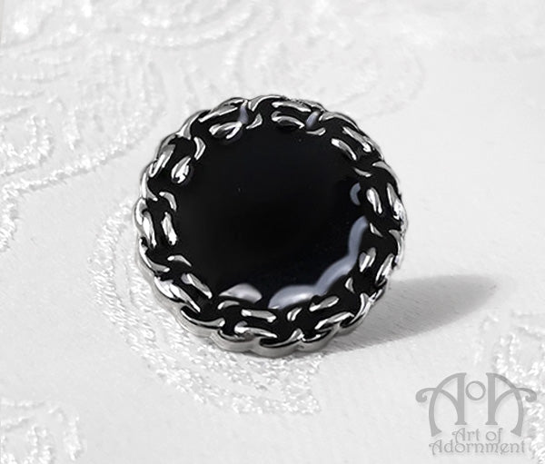 Nocturne Black Chain Link Edge Gothic Tie Tack Pin