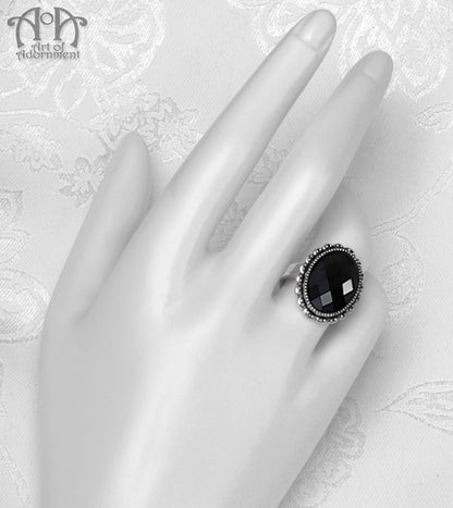 Victorian Gothic Oval Crystal Adjustable Ring