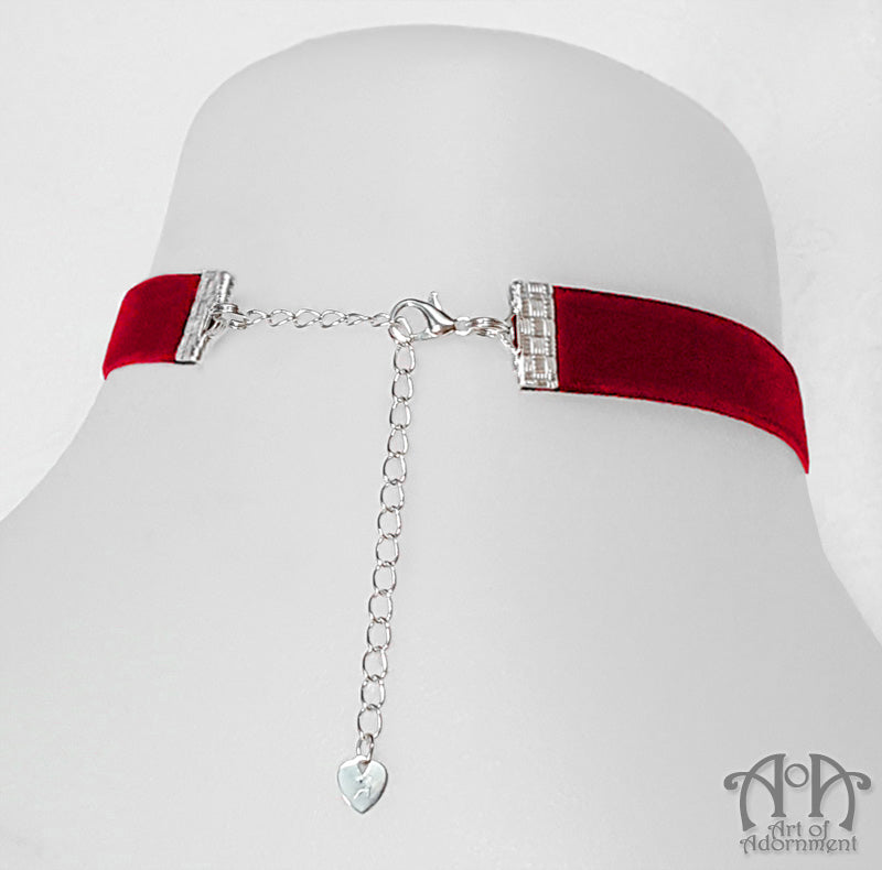 Sanguinari Red Crystal Diva Velvet Choker Necklace