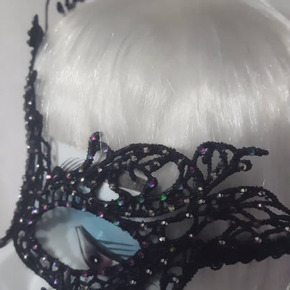 Royal Court Black Lace Rhinestone Mask, Jester