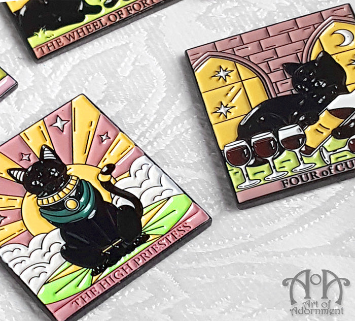 Gothic Black Cat Mini Tarot Card Fridge Magnets