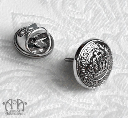 Argenta Victorian Royal Crown Tie Tack Pin